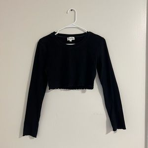 Privacy please cropped long sleeve black shirt